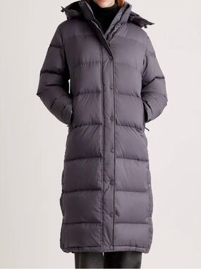 Quince Responsible Down Long Puffer Coat Carbon Grey Medium NWT Winter Coat